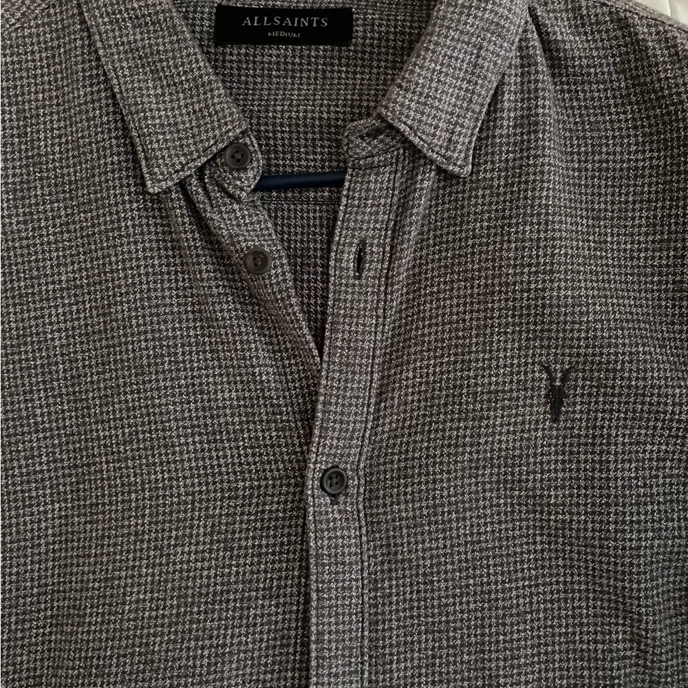 All Saints Blackshear LS Men’s Flannel Ramskull Long Sleeve Button Shirt Medium